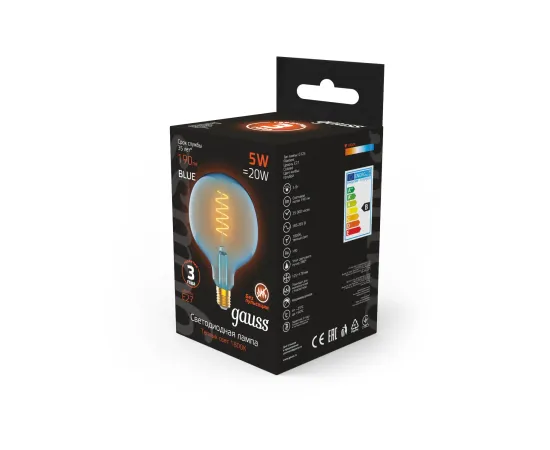Лампа Gauss Filament G125 5W 190lm 1800К Е27 sky blue flexible LED 1/10
Артикул: 1013802105