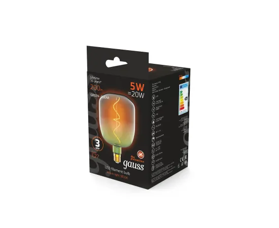 Лампа Gauss Filament V140 5W 200lm 1800К Е27 green-clear flexible LED 1/6
Артикул: 1009802105