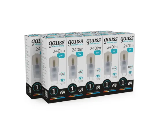 Фото Лампа Gauss Elementary G9 AC220-240V 3W 240lm 4100K пластик LED 1/10/200 Артикул: 14923
Фото Лампа Gauss Elementary G9 AC220-240V 3W 240lm 4100K пластик LED 1/10/200 Артикул: 14923