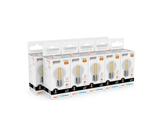 Лампа Gauss Filament Elementary Шар 12W 730lm 2700К Е27 LED 1/10/100, изображение 3