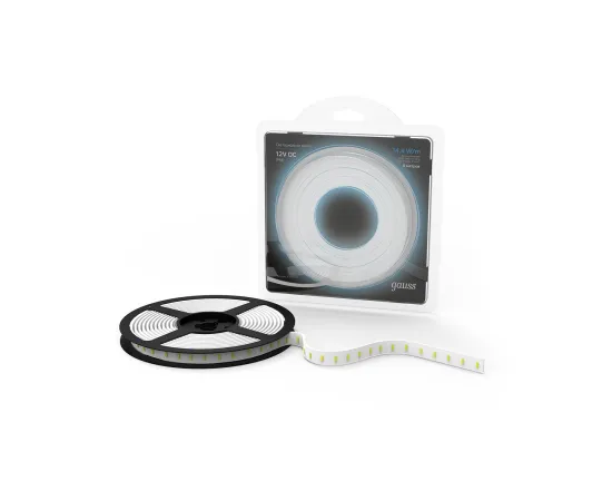 Фото Лента Gauss LED 5050/60-SMD 14.4W 12V DC холодный белый IP66 (блистер 5м) 1/50 Артикул: 311000314