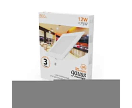 Фото Светильник Gauss Slim квадрат 12W 800lm 3000K 180-265V IP20 монтаж Ø155*155 170*170*22 LED 1/20 Артикул: 940111112