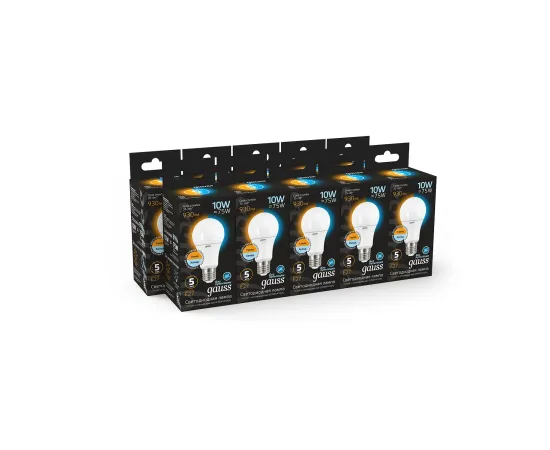 Фото Лампа Gauss A60 10W 930lm 2700K/4100K E27 изм.цвет.темп. LED 1/10/50 Артикул: 102502110-T Фото Лампа Gauss A60 10W 930lm 2700K/4100K E27 изм.цвет.темп. LED 1/10/50 Артикул: 102502110-T