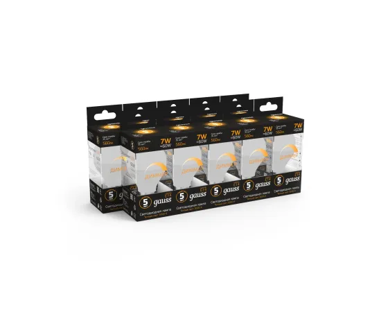 Фото Лампа Gauss LED Шар-dim E14 7W 560lm 3000К диммируемая 1/10/100 Артикул: 105101107-D