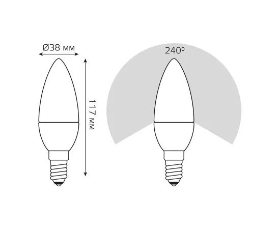 Фото Лампа Gauss Elementary Свеча 12W 880lm 3000K Е14 LED 1/10/100 Артикул: 33112