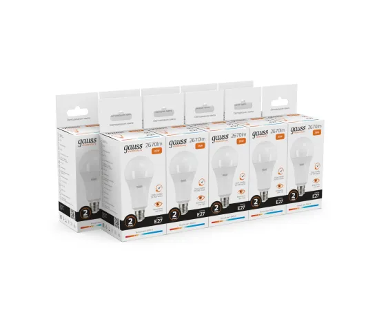 Фото Лампа Gauss Elementary A67 35W 2670lm 3000K E27 LED 1/10/50 Артикул: 70215