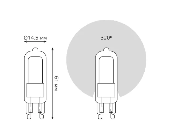 Фото Лампа Gauss G9 AC220-240V 3.5W 240lm 3000K стекло LED 1/10/200 Артикул: 107809103