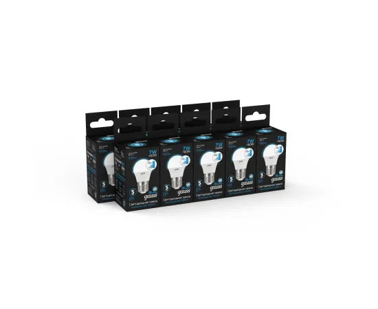 Фото Лампа Gauss Шар 7W 550lm 6500K Е27 шаг. диммирование LED 1/10/100 Артикул: 105102307-S