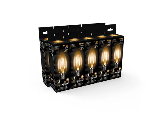 Фото Лампа Gauss Filament Свеча 11W 810lm 2700К Е14 LED 1/10/50 Артикул: 103801111
