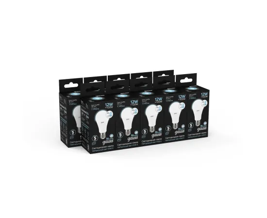 Фото Лампа Gauss A60 12W 1140lm 4100K Е27 шаг. диммирование LED 1/10/50 Артикул: 102502212-S Фото Лампа Gauss A60 12W 1140lm 4100K Е27 шаг. диммирование LED 1/10/50 Артикул: 102502212-S