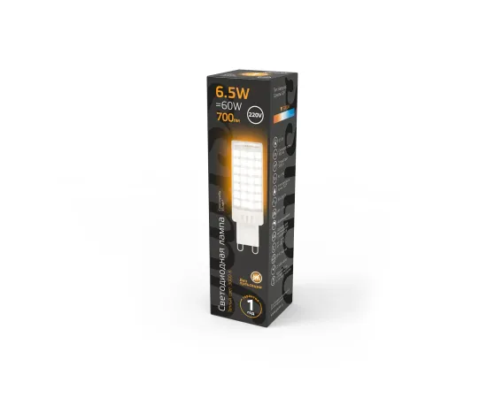 Фото Лампа Gauss G9 AC185-265V 6,5W 950lm 3000K керамика LED 1/10/200 Артикул: 107309106