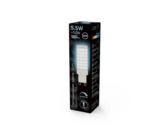 Фото Лампа Gauss G9 AC185-265V 5,5W 700lm 4100K керамика диммируемая LED 1/10/200 Артикул: 107309255-D Фото Лампа Gauss G9 AC185-265V 5,5W 700lm 4100K керамика диммируемая LED 1/10/200 Артикул: 107309255-D
