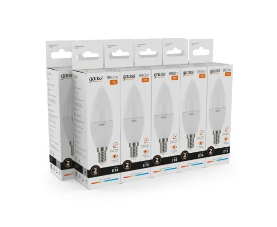 Фото Лампа Gauss Elementary Свеча 12W 880lm 3000K Е14 LED 1/10/100 Артикул: 33112