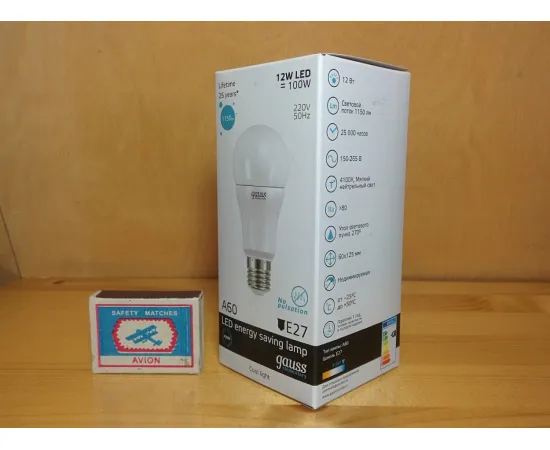 Gauss LED Elementary A60 12W E27 4100K арт. LD23222 Упаковка