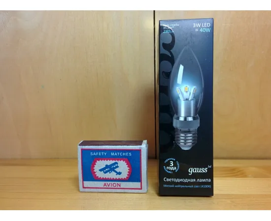 Gauss LED Candle Crystal clear 3W E27 4100K арт. HA103202203 Упаковка