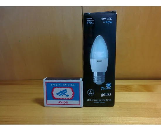 Gauss LED Candle Crystal Clear E27 4W 4100К арт. 103202204 Упаковка Gauss LED Candle Crystal Clear E27 4W 4100К арт. 103202204 Упаковка
