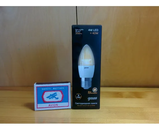 Gauss LED Candle Crystal Clear E27 4W 2700К арт. 103202104 Упаковка