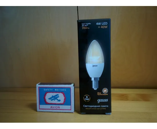 Gauss LED Candle Crystal Clear E14 4W 2700К упаковка