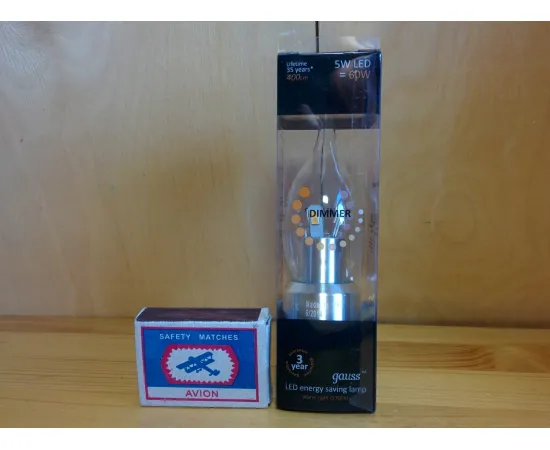 Gauss LED Candle Tailed Crystal clear 5W E27 4100K диммируемая характеристики