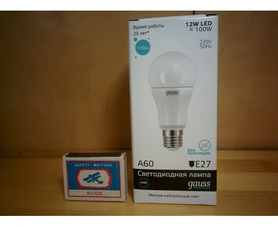 Gauss LED Elementary A60 12W E27 4100K арт. LD23222 Упаковка
