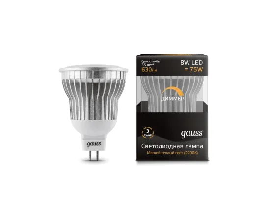 Gauss LED MR16 GU5.3-dim 8W SMD AC220-240V 2700K диммируемая арт. EB101105108-D