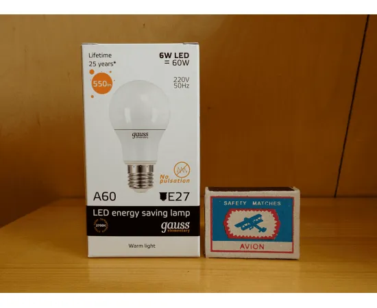 Gauss LED Elementary A60 E27 6W 2700K арт. 23216 Упаковка