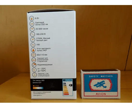 Gauss LED Elementary A60 E27 6W 2700K арт. 23216 Характеристики