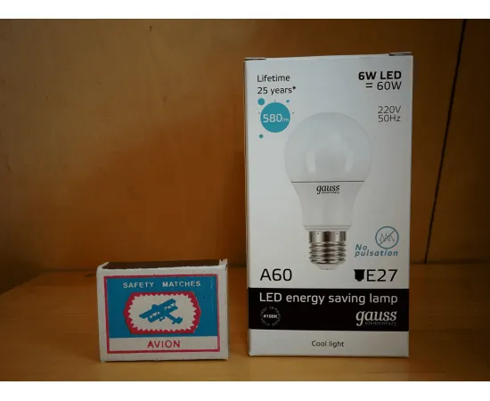 Gauss LED Elementary A60 E27 6W 4100K арт. 23226 Упаковка
