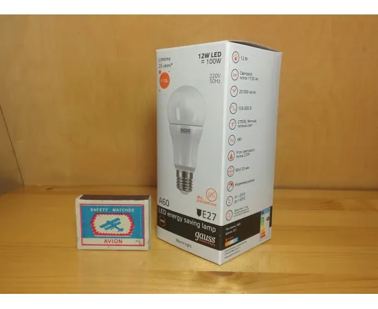 Gauss LED Elementary A60 12W E27 2700K 1/10/40, изображение 6 Gauss LED Elementary A60 12W E27 2700K 1/10/40, изображение 6