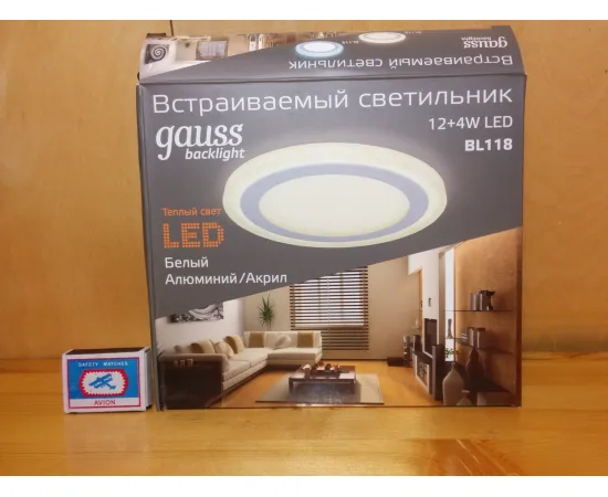 Светильник Gauss Backlight BL118 Кругл. Акрил, 12+4W, LED 3000K, Ø190, 1/20 упаковка Светильник Gauss Backlight BL118 Кругл. Акрил, 12+4W, LED 3000K, Ø190, 1/20 упаковка