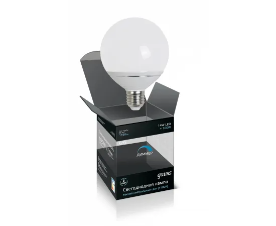 Gauss LED G95-dim 14W E27 4100K диммируемая 1/10/40 арт. EB136102214-D Gauss LED G95-dim 14W E27 4100K диммируемая 1/10/40 арт. EB136102214-D