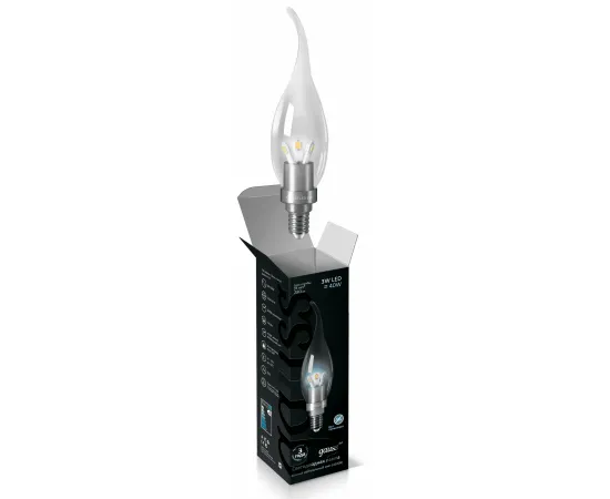 Gauss LED Candle Tailed Crystal clear  3W E14 4100K арт. HA104201203
