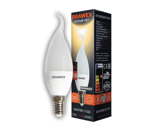 Светодиодная лампа Brawex B35 6W 220-240V 3000K E14 IC