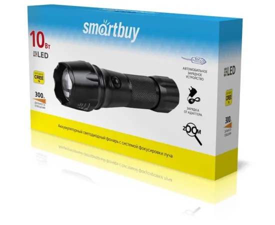 Аккумуляторный светодиодный фонарь Smartbay CREEXM-L T6 10W с системой фокусировки луча, черный (SBF-20-K)/80 арт. SBF-20-K