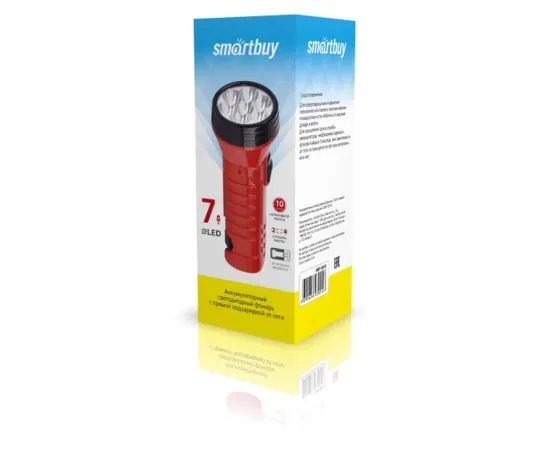Аккумуляторный светодиодный фонарь Smartbuy 7 LED с прямой зарядкой, красный (SBF-95-R)/120 арт. SBF-95-R