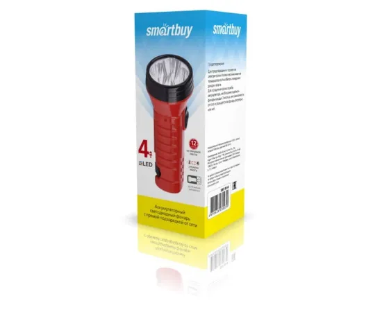 Аккумуляторный светодиодный фонарь Smartbuy 4 LED с прямой зарядкой, красный (SBF-93-R)/160 арт. SBF-93-R