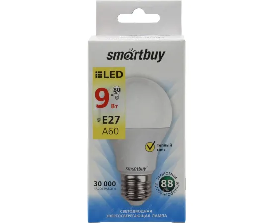 Smartbuy-A60-09W/3000/E27 арт. SBL-A60-09-30K-E27-N