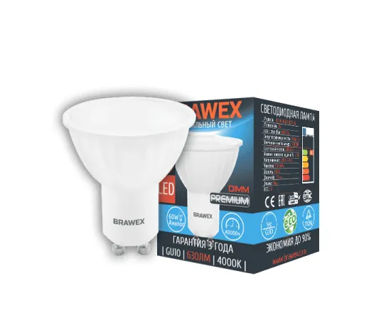Brawex PAR16 7W 220-240V 4000K GU10 IC DIM арт. 4113G-PAR16k1T-7N DIM