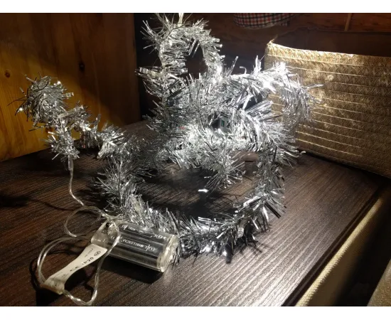 Гирлянда Feron CL404 RGB мишура (1.2w, 2м+0.5м шнур, 3v батарейки 2*AA) арт. 26812