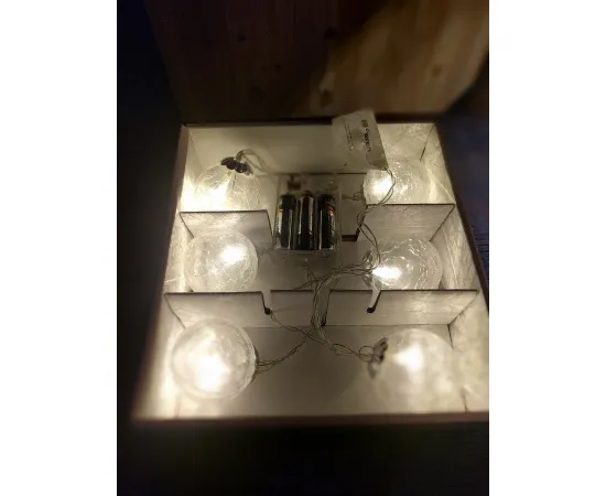 Гирлянда Feron CL111 тёплые шары стеклянные прозрачные (0.36w, 0.7м+0.5м, 4.5v батарейки 3*AA) арт. 26904