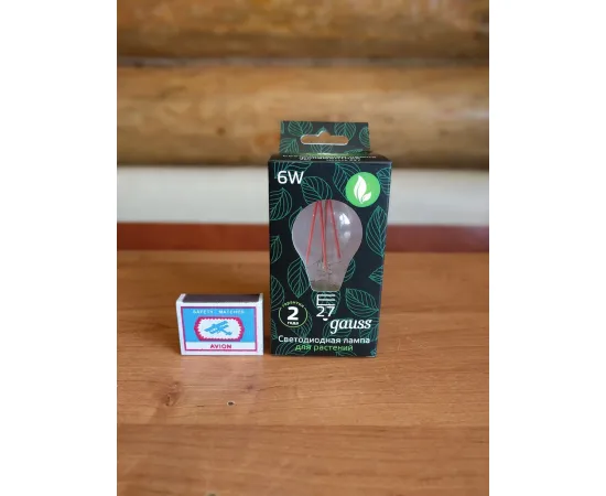 Gauss LED Fito Filament A60 6W E27 1/50 (ФИТО лампа для растений) арт. 102802906